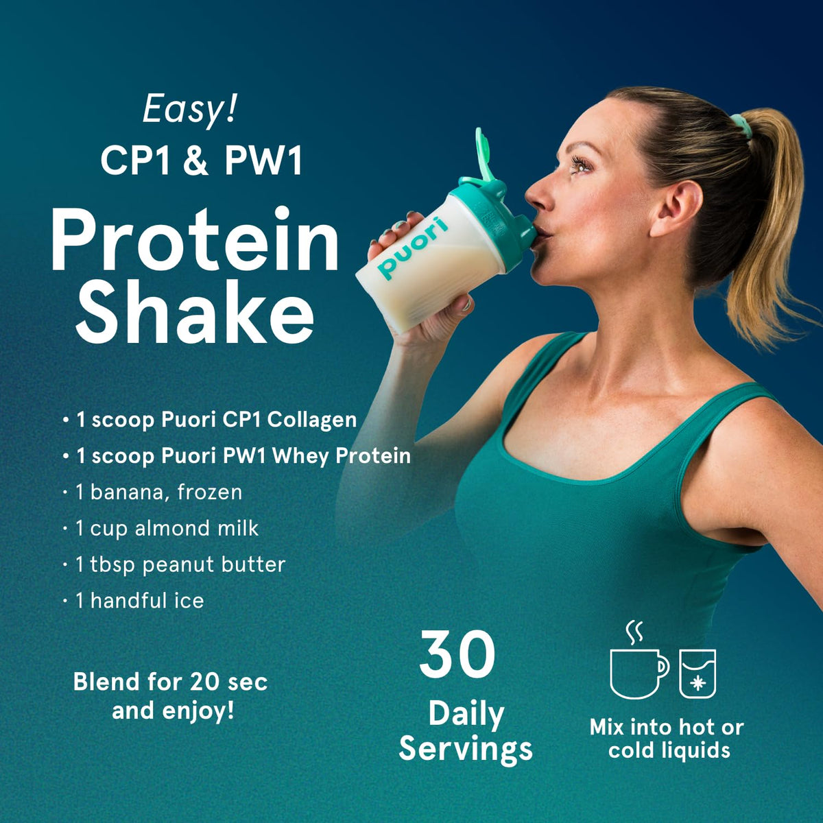 Puori Pure Collagen Peptides Powder, Unflavored - 10g of Grass-Fed Hydrolyzed Bovine Collagen Supports Skin Health, Hair & Nail Strength, Joint Pain & Mobility Support - 30 Servings Puori buy supplements Au