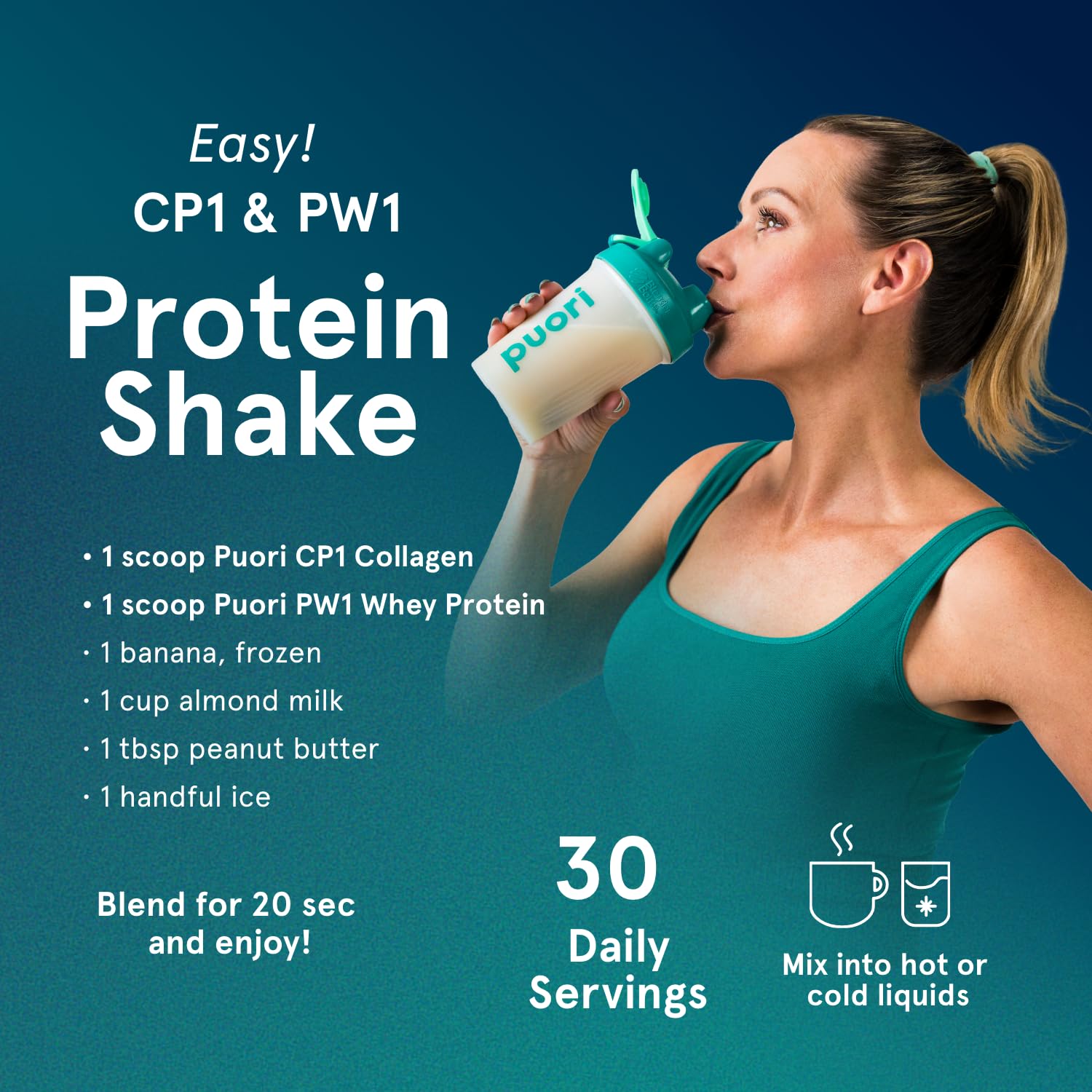 Puori Pure Collagen Peptides Powder, Unflavored - 10g of Grass-Fed Hydrolyzed Bovine Collagen Supports Skin Health, Hair & Nail Strength, Joint Pain & Mobility Support - 30 Servings Puori buy supplements Au