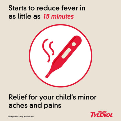 Infants' Tylenol Liquid Pain Reliever and Fever Reducer Medicine, Acetaminophen Oral Suspension for Sore Throat, Headache & Teething, Kids Fever Reducer; Dye-Free Cherry Flavor, 2 fl oz, Pack of 1 Tylenol buy supplements Au