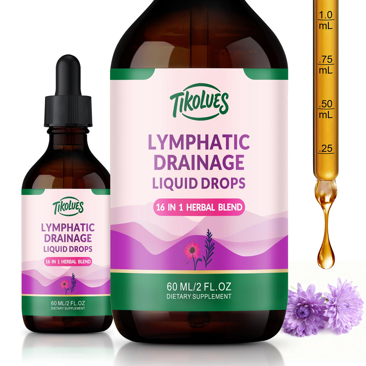 TIKOLUES Lymphatic Drainage Drops | Organic Lymphatic Cleanse Immune Support Supplement | Lymphatic Support with Echinacea & Elderberry | Herbal Blend | Non-GMO | 2 Fl Oz TIKOLUES buy supplements Au