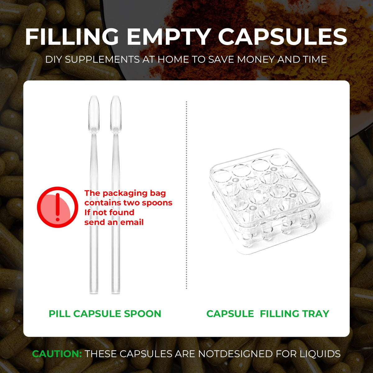 Angtai JN Vegan Empty Pill Capsules Size 2 Plant Based Clear (100 Count) Gluten Free, Non-GMO, Halal Certified Caps Filling Kit with 2 Spoons for Vegetarian DIY Your Own Supplements Angtai JNBuy Supplements Australia