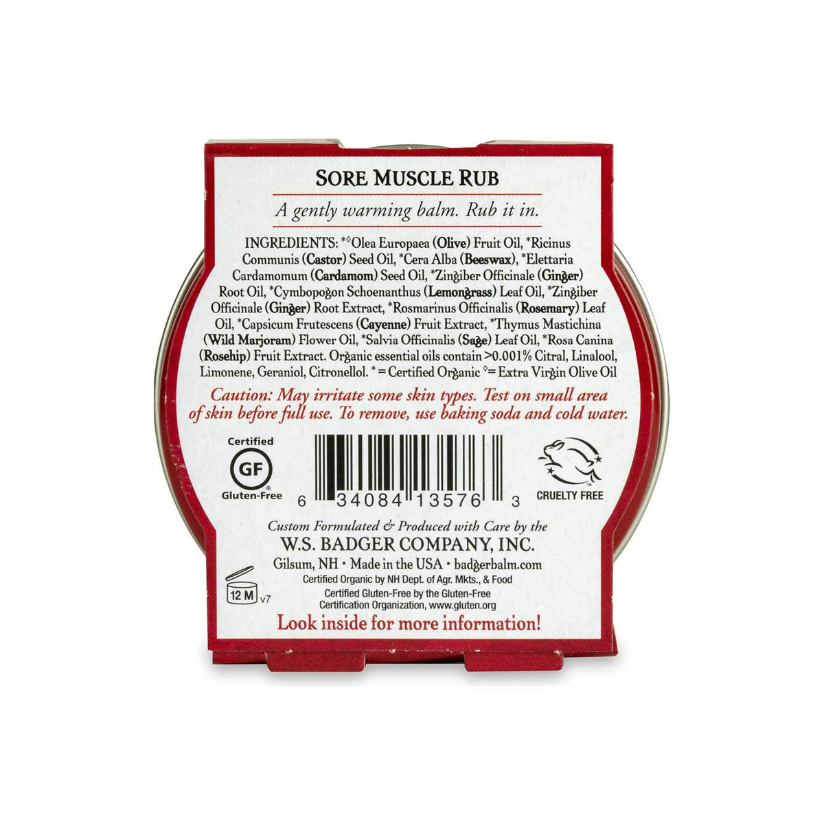 Badger Sore Muscle Rub Tin, Cayenne & Ginger, 2 oz (1 Pack) BadgerBuy Supplements Australia