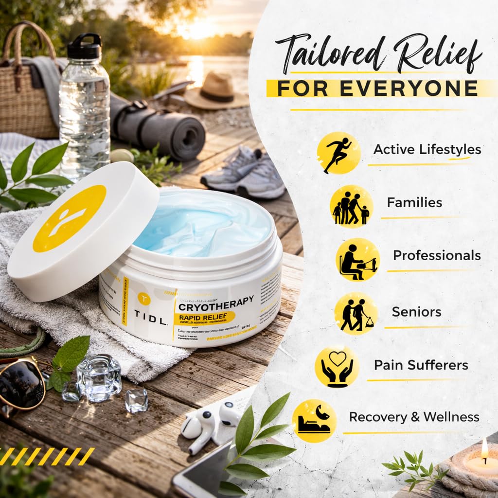 TIDL Cryotherapy Pain Relief Cream, 3 Oz, Targeted Neck Pain, Joint & Muscle Pain Relief with Organic, Plant-Based Menthol, Instant Cooling for Sport & Post Workout Full Body Recovery TIDL buy supplements Au