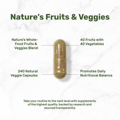 Nature’s Fruits & Veggies Supplement, 240 Veggie Capsules – 80 Whole Food Superfoods for Daily Balance – 40 Fruits with 40 Vegetables and Greens – Non-GMO, Gluten Free DEAL SUPPLEMENT buy supplements Au