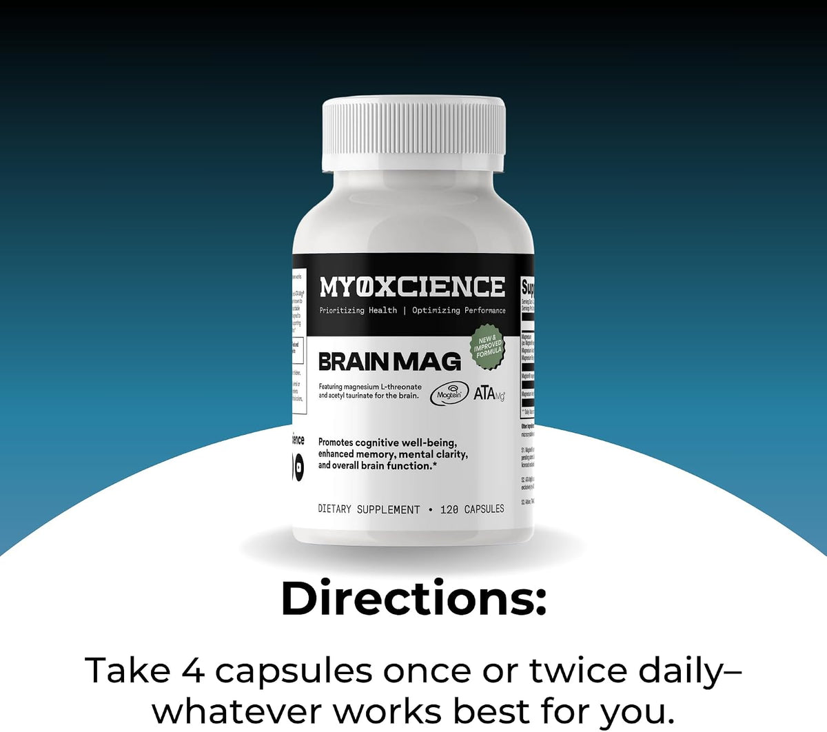 Magnesium L-Threonate + Mag Acetyl-Taurate (ATA Mag) + Mag Glycinate | Promotes Cognitive Well-Being, Enhanced Memory, Mental Clarity and Overall Brain Function | 120 Capsules