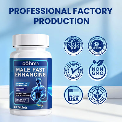Oohma New Male Enhancing Supplement, Designed to be Fast Acting for Blood Flow to Gain Length & Girth + Stamina, Maca, Epimedium, and Other Natural Ingredients, 3rd Party Tested Supplement 60 Tablets Oohma buy supplements Au