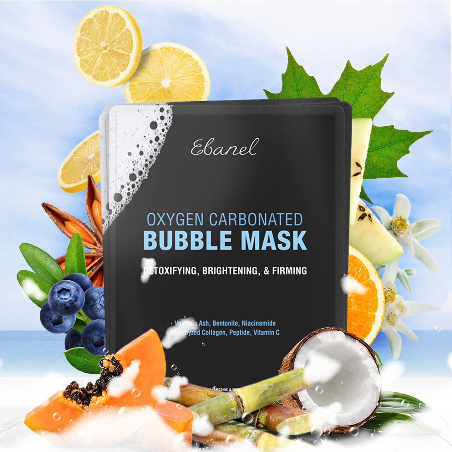Ebanel Bundle of 10 Pack Bubble Clay Masks, and 2.5% Retinol Serum