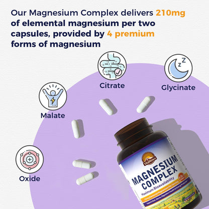 Vitalitown Magnesium Complex | Chelated Easily Absorbed Magnesium Glycinate Citrate Malate | Buffered | 210mg Elemental Mag | Sleep, Nerve, Digestion, Energy | Non-GMO 240 Veg Caps Vitalitown buy supplements Au