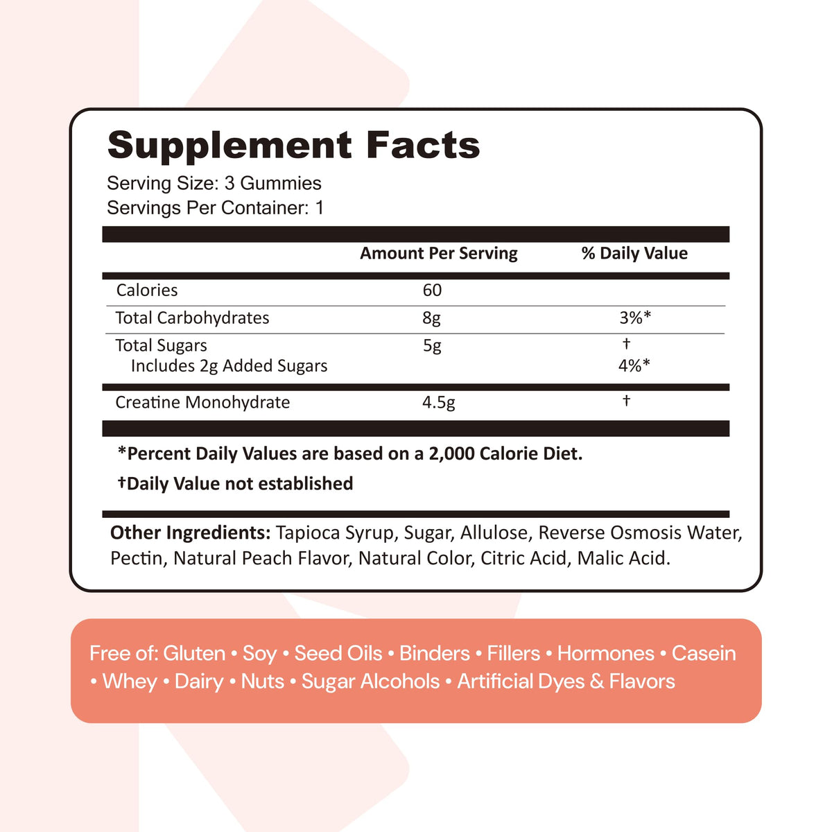 Create Creatine Monohydrate Gummies for Men & Women, Boost Focus, Strength, and Endurance, Anti-Melting Formula, Vegan, Gluten-Free, Non-GMO, 1.5g of Creatine per Gummy (Sour Peach) Create buy supplements Au