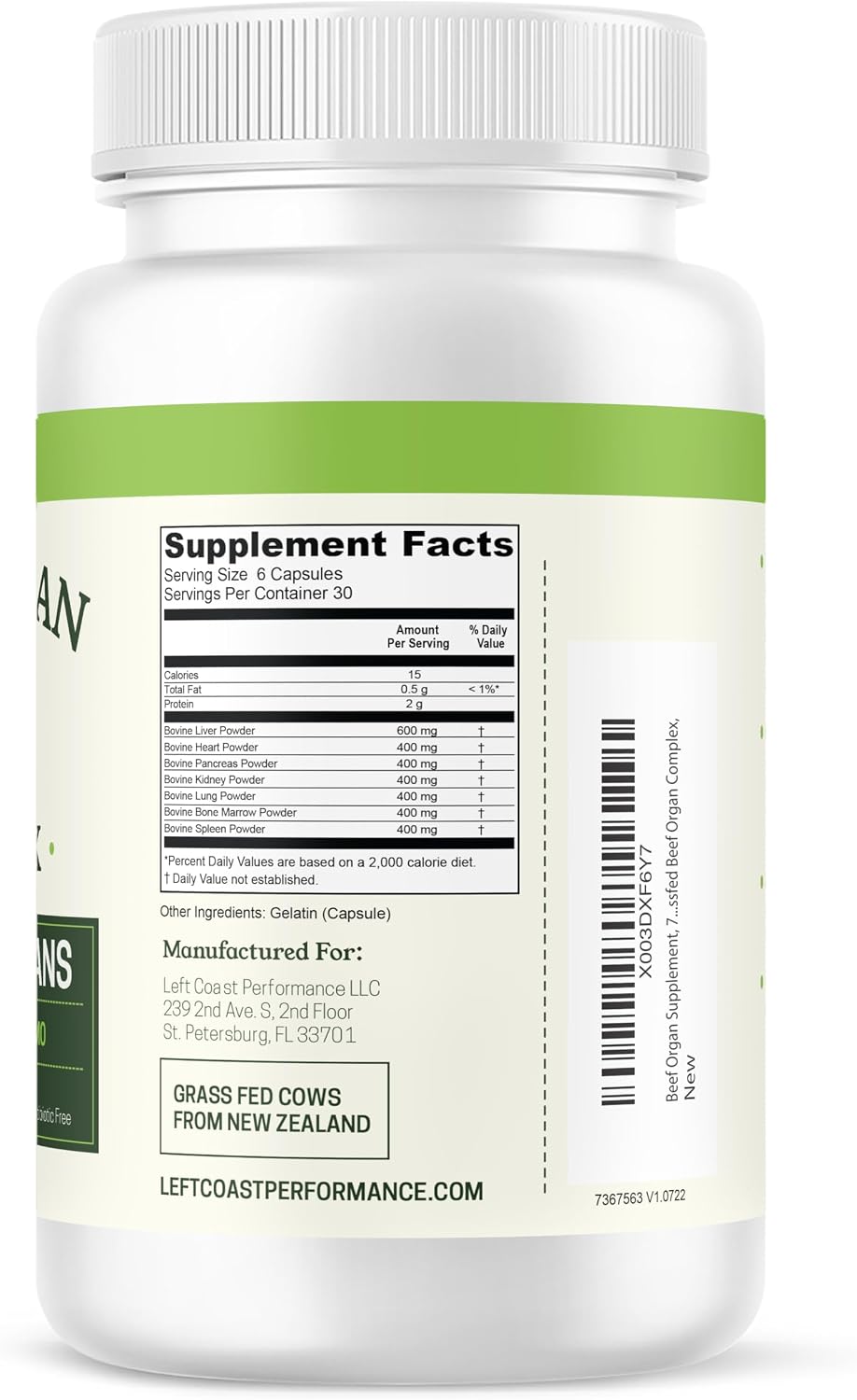 Left Coast Performance Beef Organ Supplements from New Zealand - Supports Women's Overall Energy & Health - Non-GMO, No Fillers, Hormone & Antibiotic Free