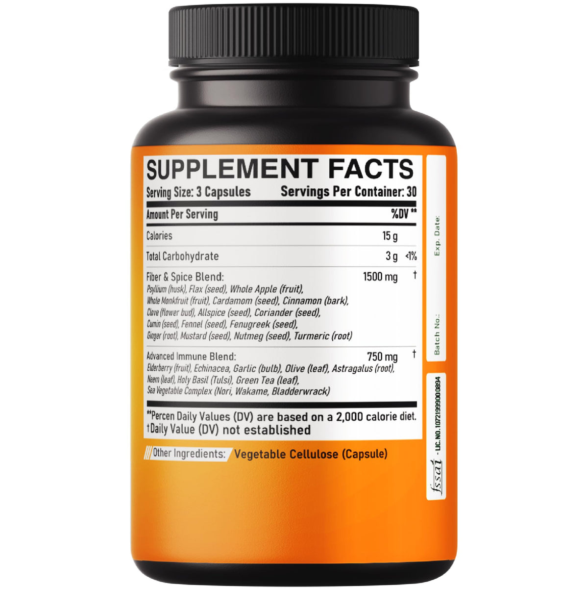DEDICAD 27in1 Fiber and Spice Supplement - Combined with Organic Psyllium, Whole Apple, Elderberry & More - Support Mood, Body & Immunity - 90 Capsules for 1 Month DEDICAD buy supplements Au