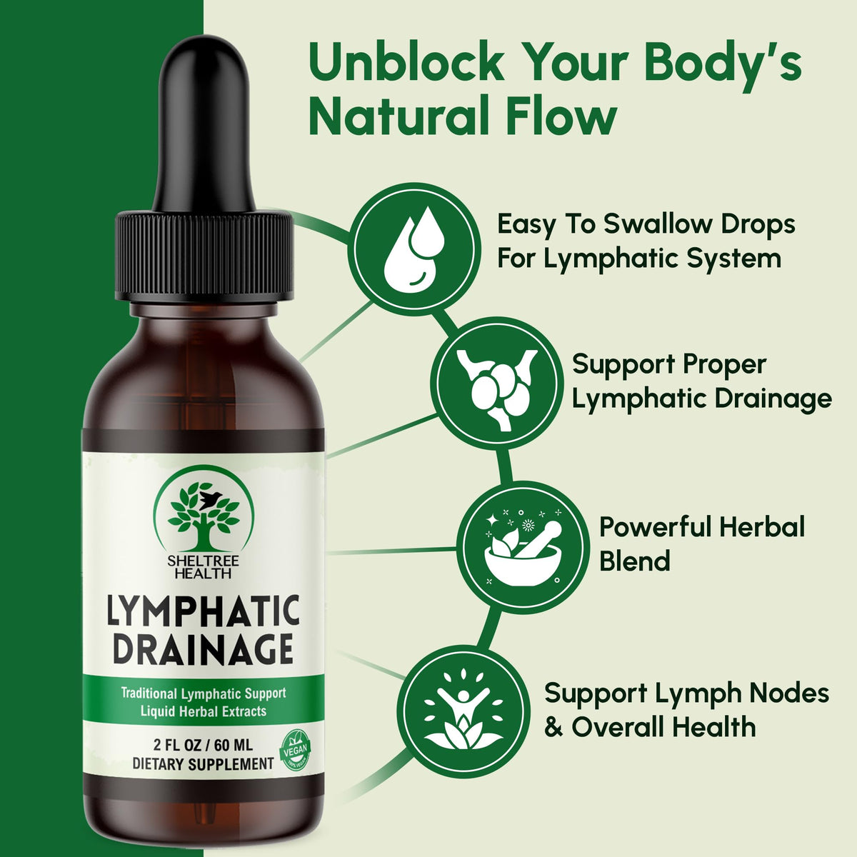 SHELTREE HEALTH Lymphatic Drainage Drops, 2 Fl. Oz | Organic Lymphatic Drainage Supplements with Cleavers, Red Clover Flower, Stillingia Root, Prickly Ash Bark, Dandelion | Vegan | Non-GMO SHELTREE HEALTH buy supplements Au