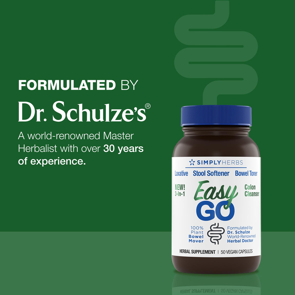 Simply Herbs Easy Go Bowel Mover - Adult Cleansing Supplement for Colon Health Support - Bowel Movement Aid - Stool Softener - Daily-Use Laxative - Plant-Based Ingredients - Vegan - 50 Count Dr. Schulze'sBuy Supplements Australia
