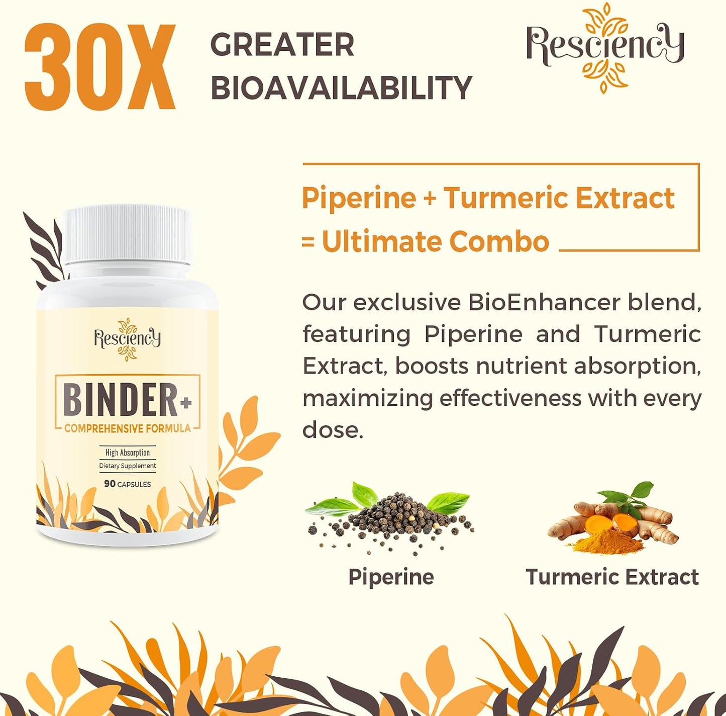 Resciency Detox Binder Supplement – Activated Charcoal, Zeolite, Bentonite Clay, Milk Thistle, Proprietary Blends - Liver & Gut, Max Absorption, 90 Vegan Capsules