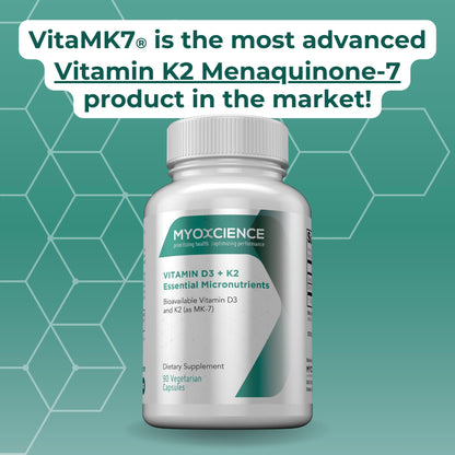 MYOXCIENCE Vitamin D3 + K2 Essential Micronutrients | Vitamin D3 5,000 IU | Vitamin K2 as MK-7 90 mcg (90 Vegetarian Capsules) MYOXCIENCE buy supplements Au