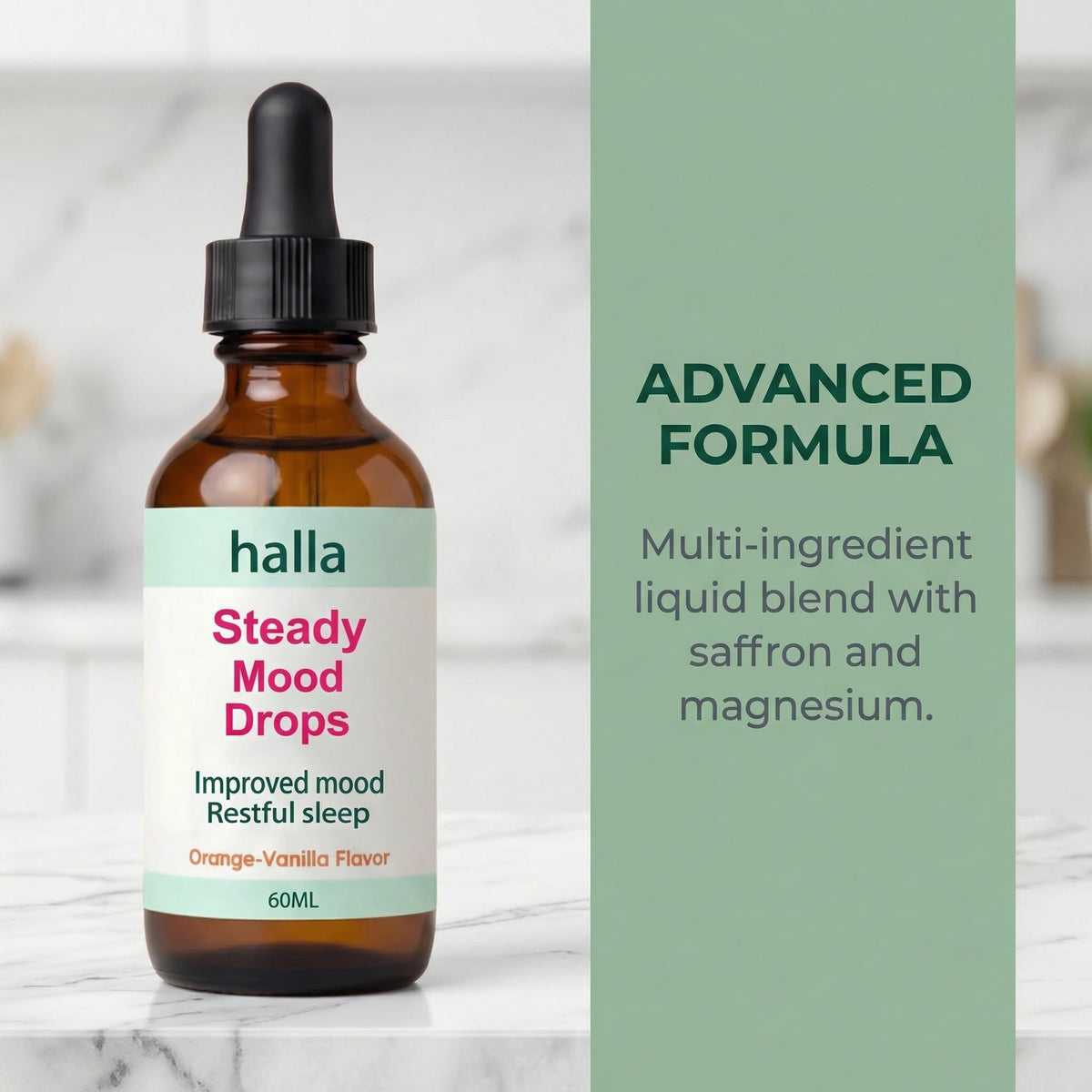 Halla Steady Mood Drops, with Saffron Extract – Fast Absorption Cognitive & Emotional Balance Supplement – Advanced Brain Nutrient Blend – Orange Vanilla Flavor, 2 fl oz DFTLUUEBuy Supplements Australia
