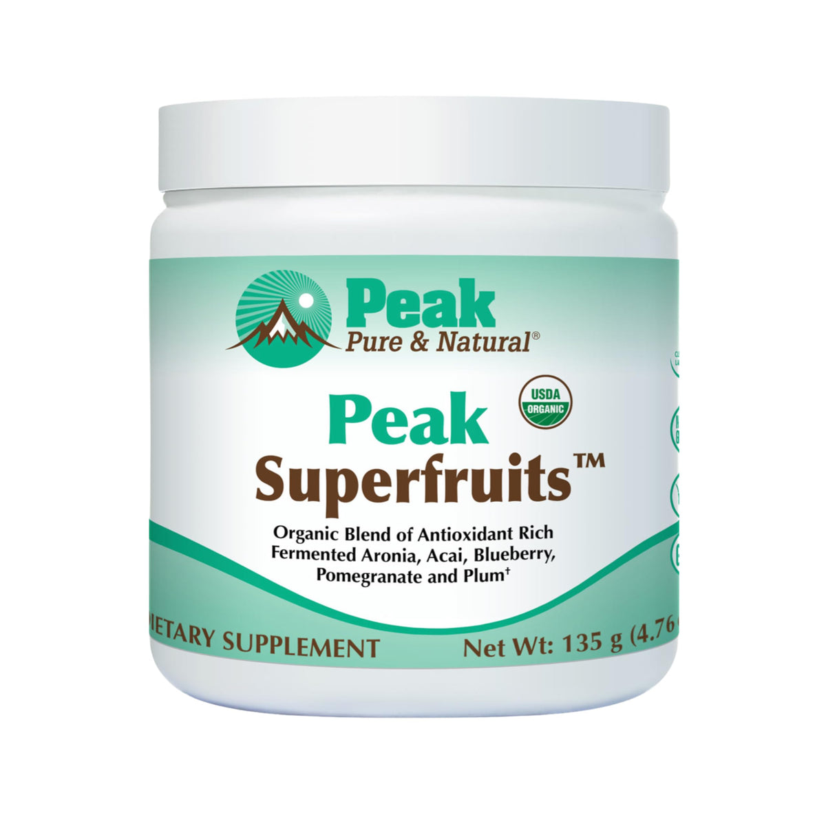 Peak Organic Superfruits - Polyphenol Rich Superfood Powder - Non-GMO Fermented Aronia Berry, Acai, Blueberry, Pomegranate, and Plum - Aging, Metabolic Health, Heart Health (30 Servings) Peak Pure & Natural buy supplements Au