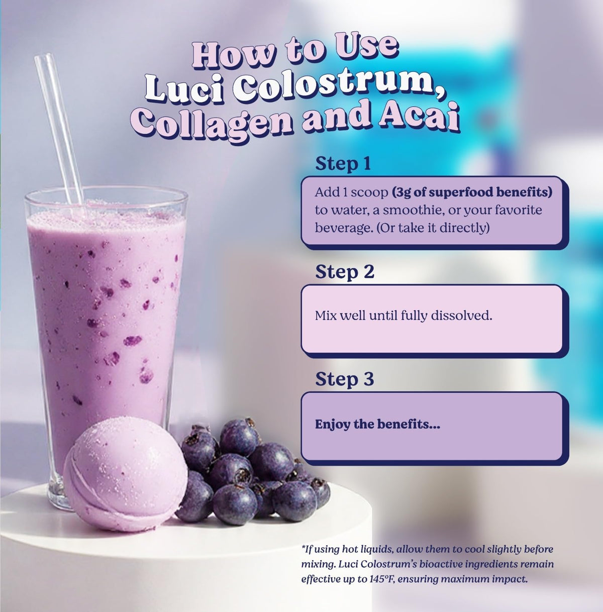 Luci Colostrum Powder 60 Servings, 3 in 1 with Collagen Peptides and Acai, Bovine Colostrum for Gut Health, Bloating, Collagen Protein for Muscle, Skin, Hair, Nails and Immunity, Gluten & Fat Free Luci NutritionBuy Supplements Australia