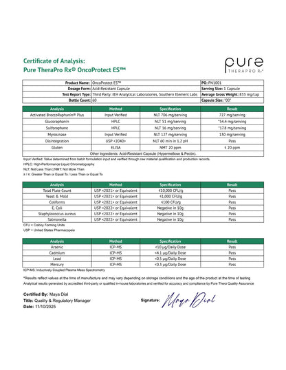 Pure Therapro Rx OncoProtect ES HIGH DOSE Sulforaphane Supplement, Made in USA | 2 Month Supply | 706 mg Patented Activated BroccoRaphanin Broccoli Seed Extract | Glucoraphanin + Myrosinase Pure Therapro Rx buy supplements Au
