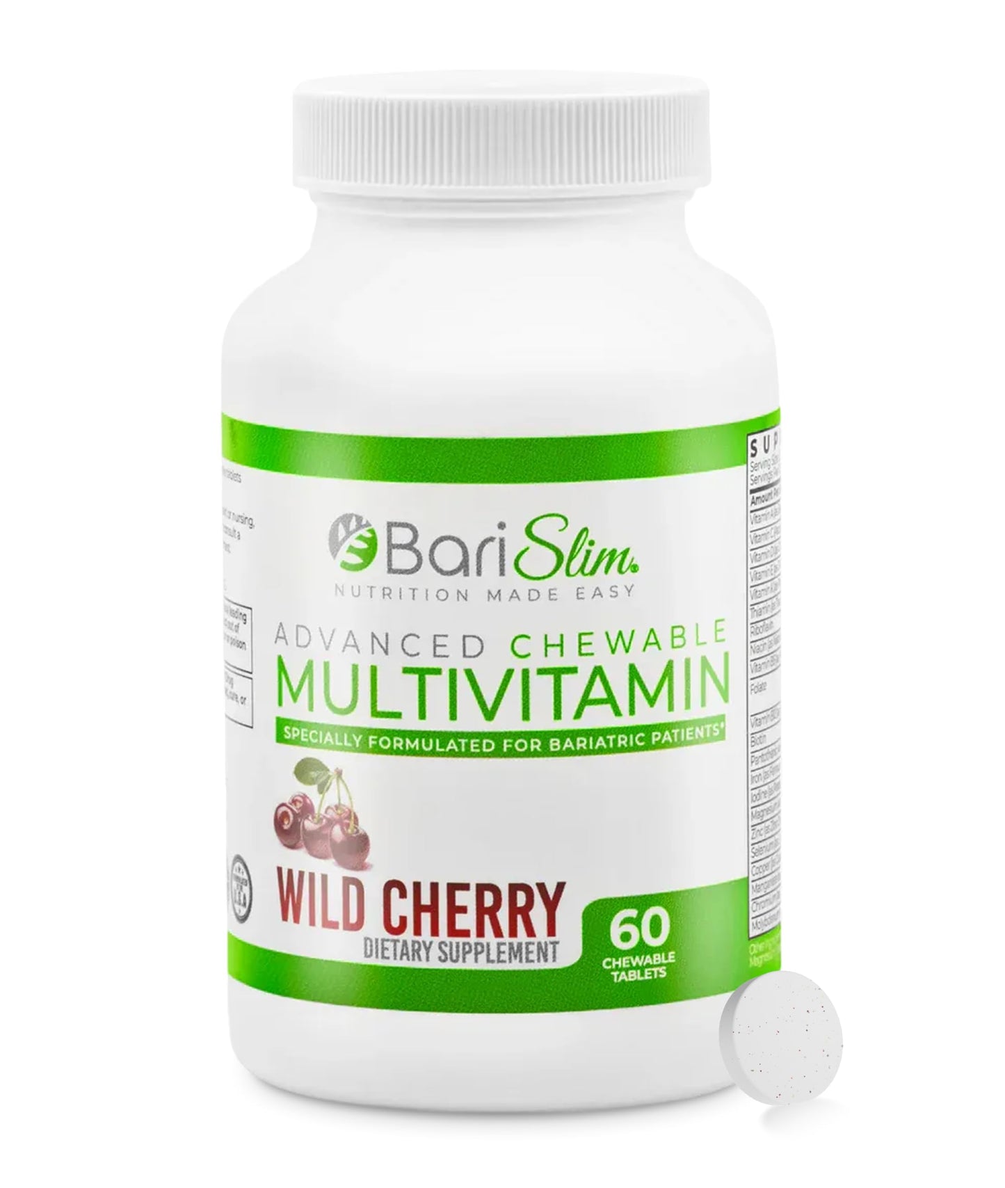 BariSlim Advanced Chewable Bariatric Multivitamin Tablets - Bariatric Vitamin and Supplement for Post Bariatric Surgery Including Gastric Bypass and Gastric Sleeve | Wild Cherry (60 Count) BariSlim buy supplements Au