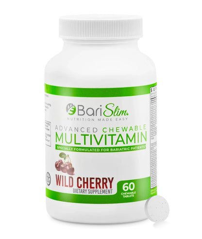 BariSlim Advanced Chewable Bariatric Multivitamin Tablets - Bariatric Vitamin and Supplement for Post Bariatric Surgery Including Gastric Bypass and Gastric Sleeve | Wild Cherry (60 Count) BariSlim buy supplements Au