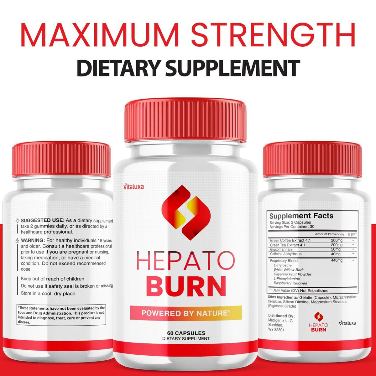 Hepato Burn Capsules - HepatoBurn Supplement Pills Advanced Formula Wait Premium Blend All Natural Loss Support for Men Women, Hepataburn Reviews Maximum Strength Burner Health Wellness (60 Capsules) VitaluxaBuy Supplements Australia