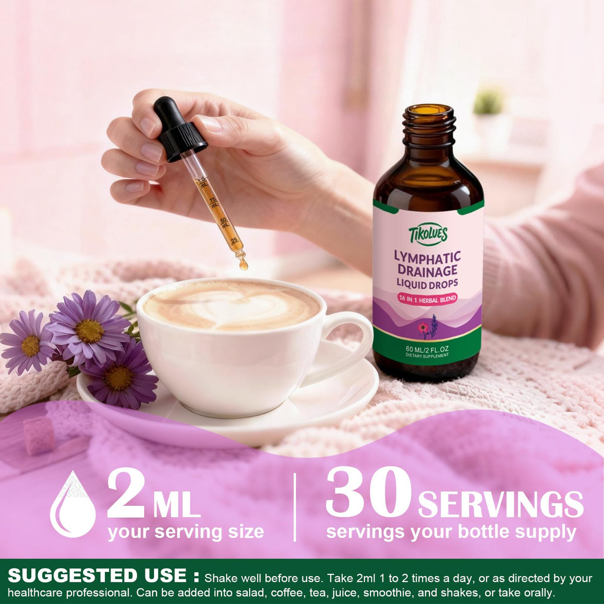 TIKOLUES Lymphatic Drainage Drops | Organic Lymphatic Cleanse Immune Support Supplement | Lymphatic Support with Echinacea & Elderberry | Herbal Blend | Non-GMO | 2 Fl Oz TIKOLUES buy supplements Au