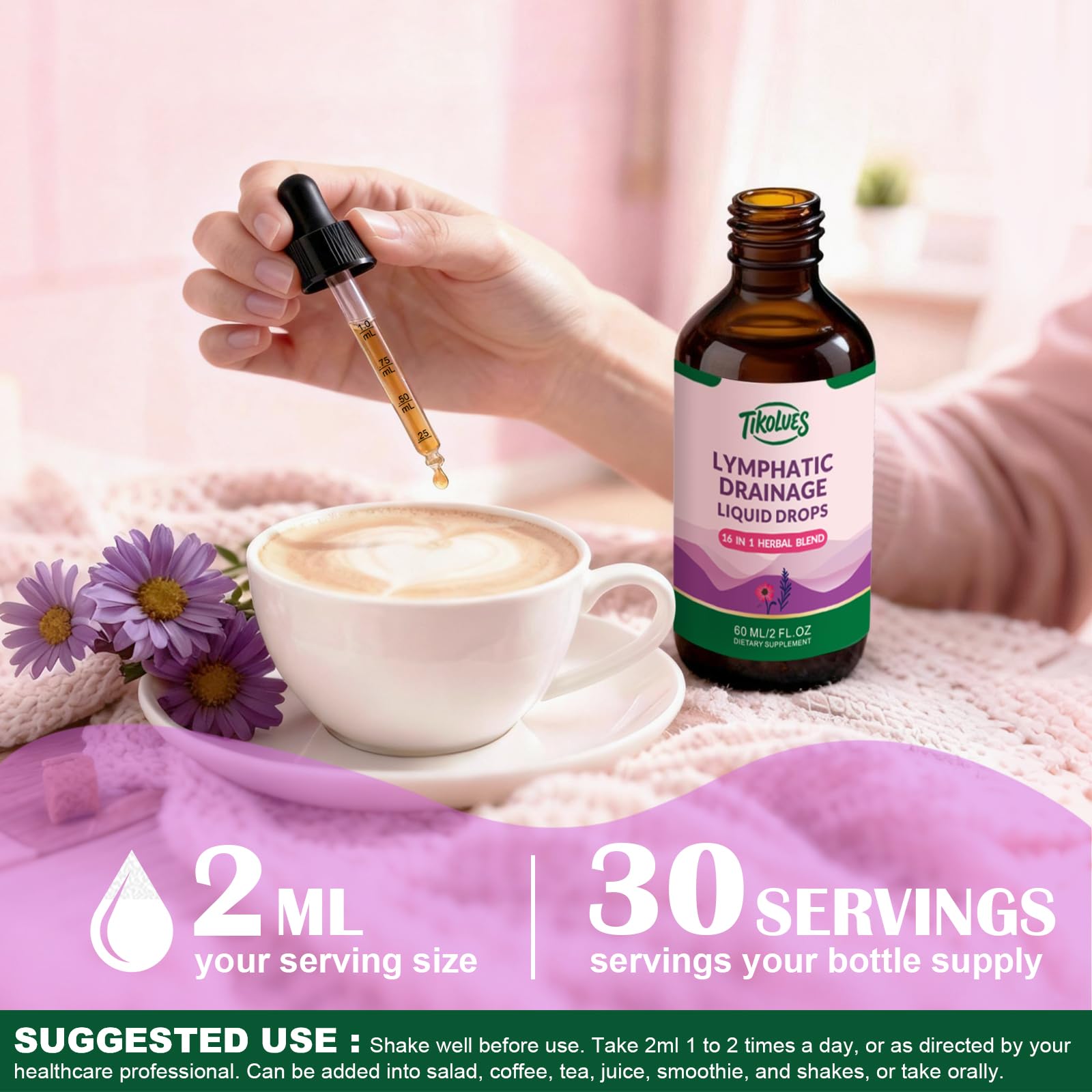 TIKOLUES Lymphatic Drainage Drops | Organic Lymphatic Cleanse Immune Support Supplement | Lymphatic Support with Echinacea & Elderberry | Herbal Blend | Non-GMO | 2 Fl Oz TIKOLUES buy supplements Au