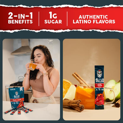 Salud Variety 3-Pack | 2-in-1 Calm + Sleep (Punch), Hydration + Immunity (Hibiscus) & Energy + Focus (Cucumber Lime) - 15 Servings Each, Drink Mix, Non-GMO, Gluten Free, Low Calorie, 1g of Sugar