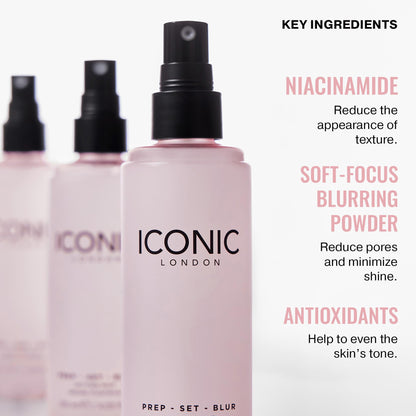 ICONIC LONDON Prep Set Blur Setting Spray | Makeup Fixing Spray, Blurs Imperfections and Gives Skin a Radiant Glow, Vegan Makeup, 30 mL / 1 Fl Oz. ICONIC LONDON buy supplements Au