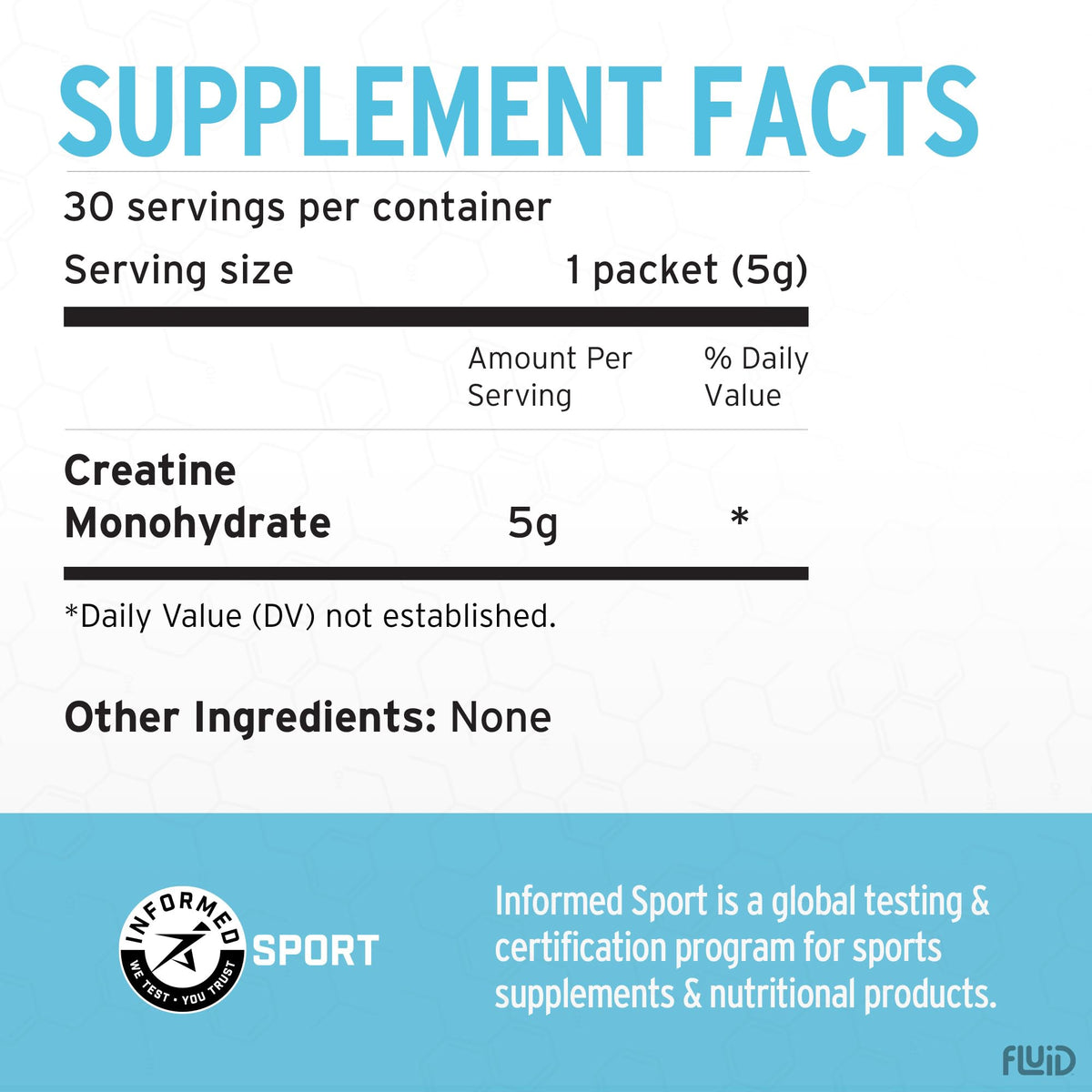 Fluid Creatine - Informed Sport Certified | Ultra-Fine Micronized 100% Creatine Monohydrate Powder | Unflavored | 5g Travel Stick Packs | 30 Servings Fluid buy supplements Au