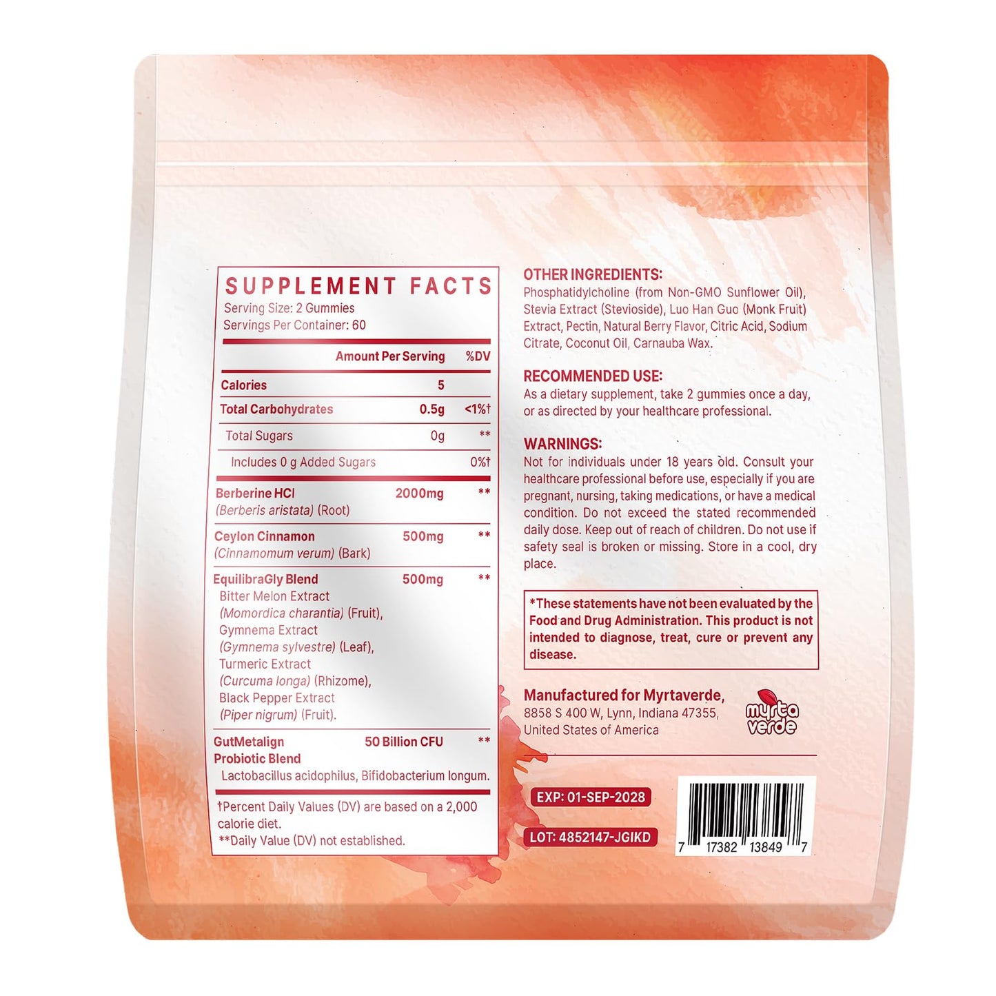 2000mg Liposomal Berberine Supplement Gummies | High Potency Berberine HCI Activates AMPK with Ceylon Cinnamon | Advanced Absorption | Zero Sugar Mixed-Berry | 120 Count Myrtaverde buy supplements Au