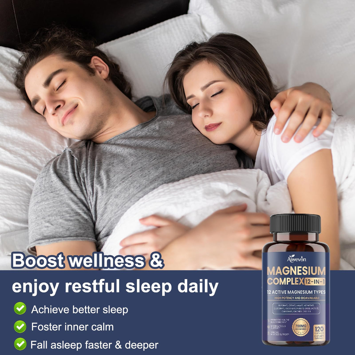 Magnesium Complex 700mg, 12 in 1 Magnesium Supplement with Glycinate, Citrate, Malate, Oxide, Taurate & Orotate, High Absorption Magnesium for Sleep, Muscle, Nerve & Heart Support, Vegan, 120 Capsules Aiwevon buy supplements Au
