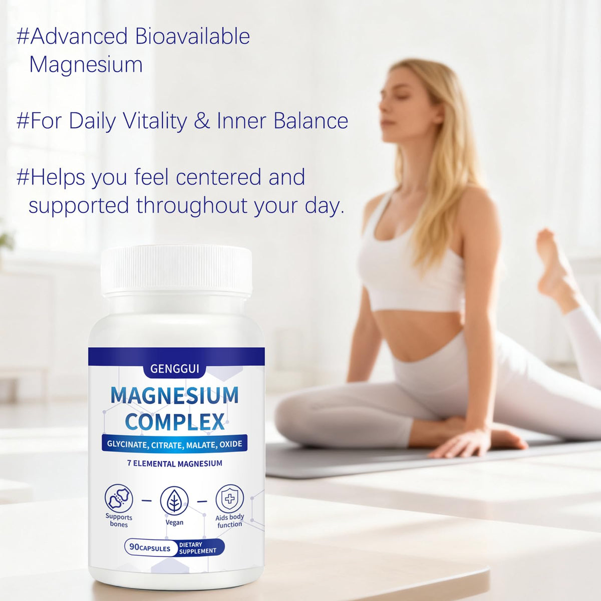 Magnesium Complex 1000mg - 7-in-1 Supplement with Glycinate, Citrate & Malate - Supports Muscle Relaxation, Sleep, Heart Health - High Absorption Capsules, 90 Count (1) CellJuvMax buy supplements Au