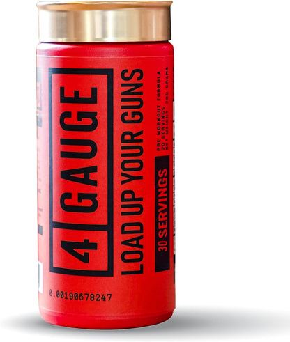 4 Gauge Explosive Preworkout Without The Jitters | 30 Servings | Nitric Oxide Booster | L-Citrullline, L-Carnitine, Creatine | No Artificial Ingredients (Fruit Blast)
