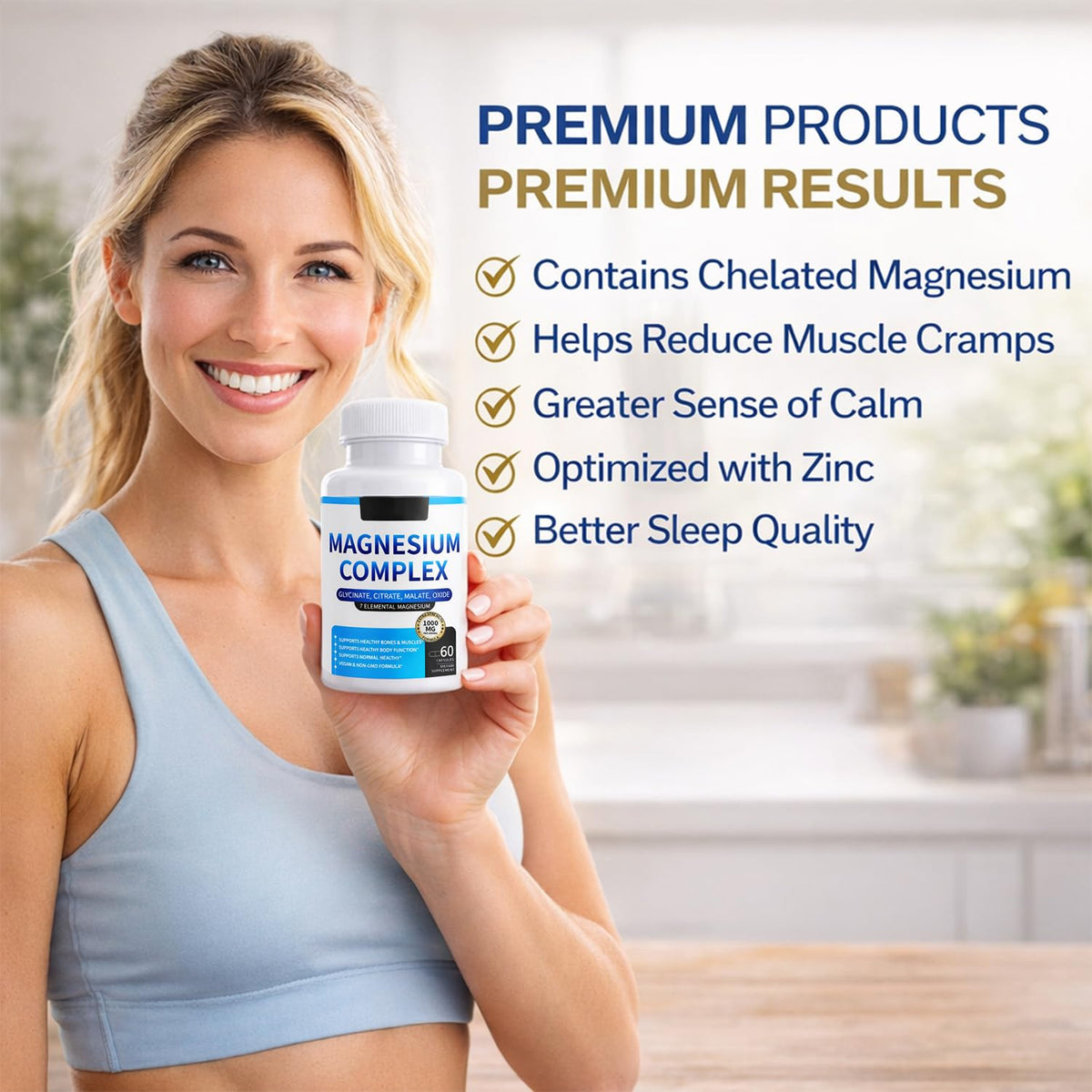 Magnesium Complex for Women & Men 1000mg — 7-in-1 Magnesium (Glycinate, Citrate & Malate) for Sleep Support, Stress Relief, Muscle Recovery — Vegan, 60 Capsules ElixAid buy supplements Au