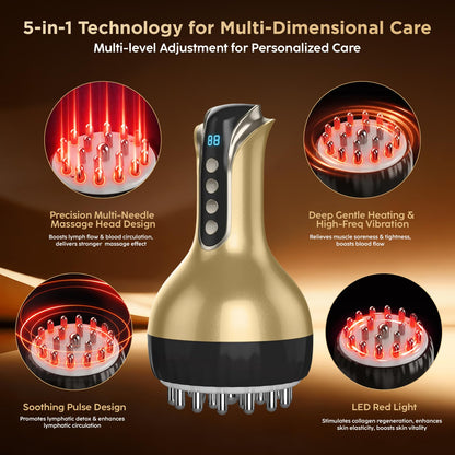 OVGIAP Lymphatic Drainage Massager & Anti-Cellulite Massage Tool, Body Sculpting Device for Legs, Arms & Stomach, Supports Smoother Skin, with Gentle Warming & Vibration - Gold OVGIAP buy supplements Au
