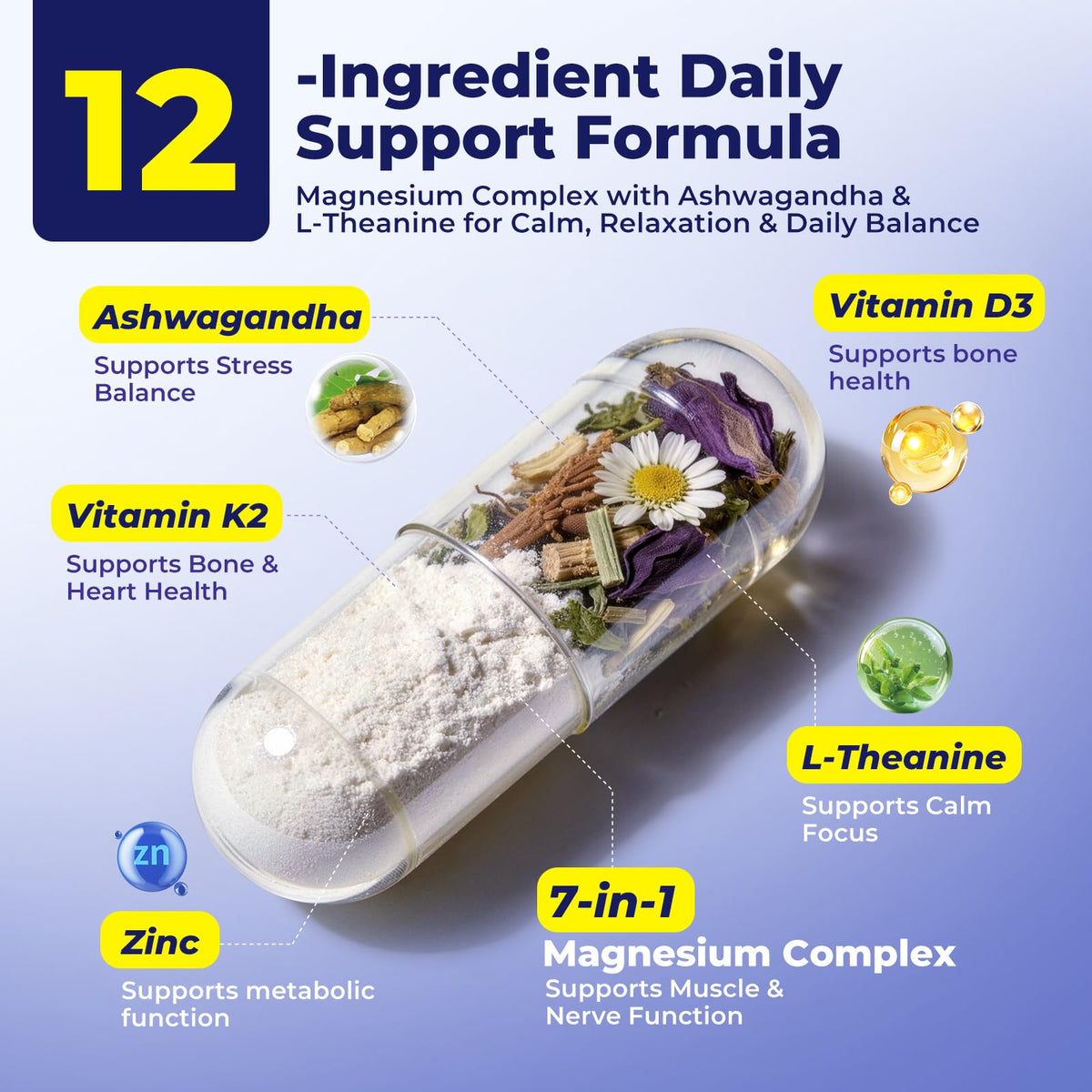 Magnesium Complex for Women & Men 1100mg, 7-in-1 Magnesium Supplement with Ashwagandha & L-Theanine for Calm & Sleep Support, High Absorption, Vegan 120 Capsules Zytheron buy supplements Au