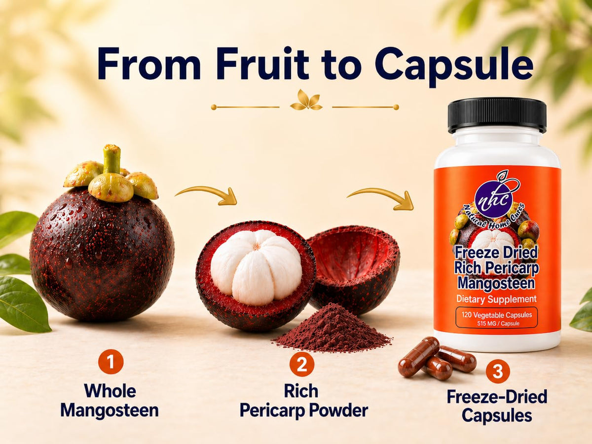 Natural Home Cures Freeze-Dried Mangosteen Rich Pericarp Capsules – 56+ Xanthones & Flavonoids, High ORAC Antioxidant Support, 515 mg, 120 Vegan Capsules Natural Home Cures buy supplements Au