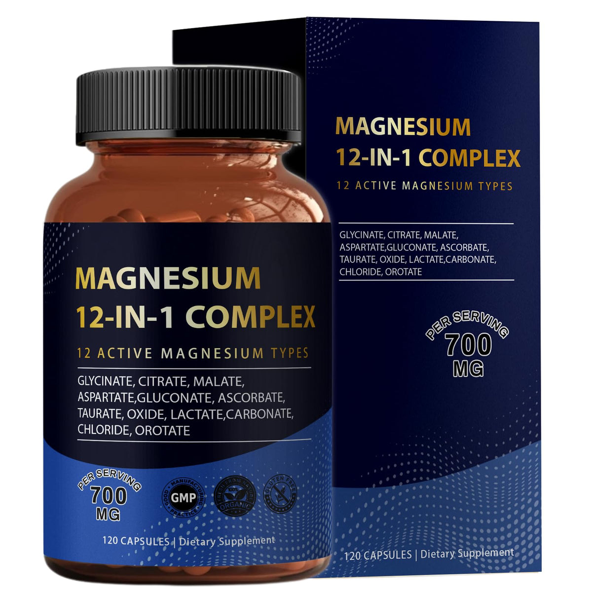 Puravita Magnesium Complex 700mg 12 in 1 Magnesium Supplement with Glycinate, Citrate, Malate & More | Easy Absorption, Energy Support, Vegan & Non-GMO | 120 Capsules (1pc) YPRYPR buy supplements Au