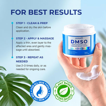 PURESKIN DMSO Relief Cream – Pharmaceutical Grade Fast-Absorbing Cooling Formula for Active Lifestyles – Lightweight Cream with Arnica, MSM, Magnesium, Menthol & Aloe, 4 oz PURESKIN buy supplements Au