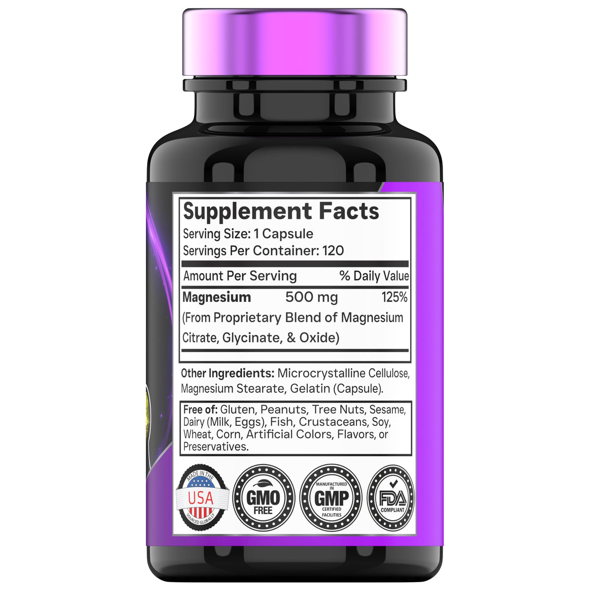 Triple Magnesium Complex Supplement 500mg: Magnesium Glycinate, Citrate, & Oxide - 120 Capsules (4 Month Supply!) | 1 Capsule Serving Provides 125% Daily Value | Non-GMO, Made in The USA! tnvitamins buy supplements Au