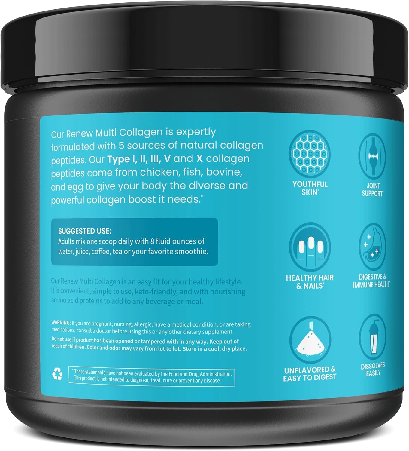WellPath Multi Collagen Peptides Powder for Women | Renew Multi Collagen Protein for Hair, Nails, Skin | Hydrolyzed Bovine, Marine, & Chicken Sources | Types I, II, III, V, X | 11 oz | 40 Servings WellPath buy supplements Au