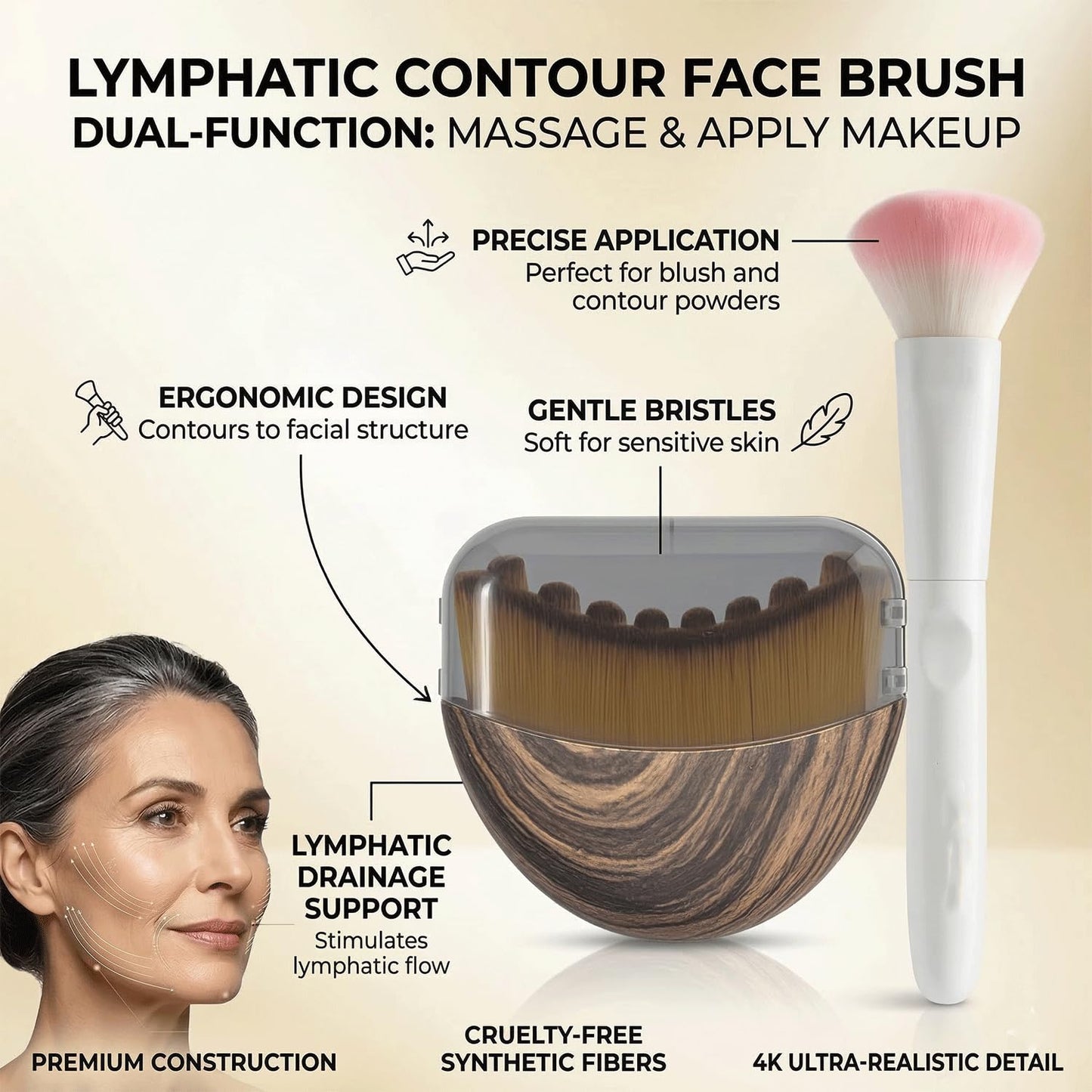 2 pcs Lymphatic Contour Face Brush with Cosmetic Mask Brush, Lymphatic Drainage Massager for Sculpting & Puffiness Reduction, Soft Bristle Face Contour Lymphatic for Skin Precisely and Relieve Fatigue LE SACHI COLLECTIVE buy supplements Au