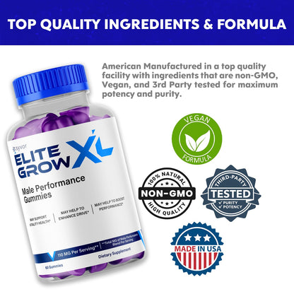 Elite Grow XL Gummies, Elite GrowXL Maximum Strength Gummy Supplement, Elite Grow X L All Natural Advanced Formula Gummys Chewable Vitamin EliteGrow Delicious Premium Once Daily Gummes (60 Gummies) SyvorBuy Supplements Australia
