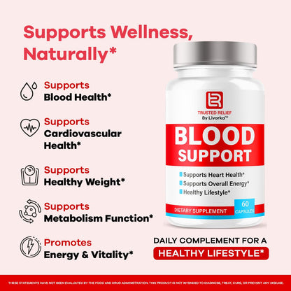 Trusted Relief Blood Support Capsules - Official TrustedRelief Blood Support Vitamin Pills, Natural Trusted Relief Advanced Premium Formula Wellness & Overal Health, 60 Capsules for 1 Month LIVORKABuy Supplements Australia