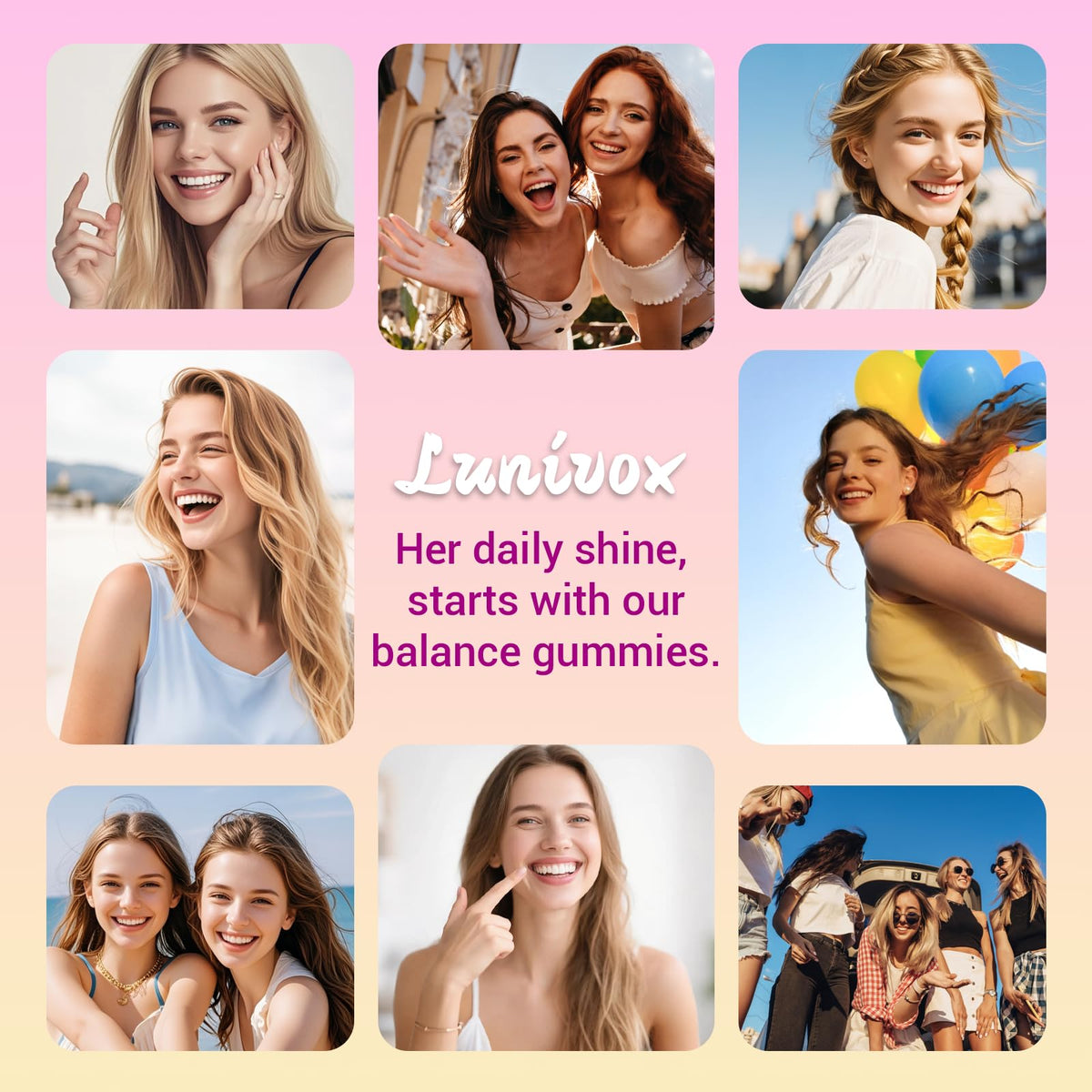 Lunivox Her Juicy Feminine Probiotics Gummies for Women, with Prebiotics & Slippery Elm - Promotes pH Balance, Gut Health & Immune Support - Pineapple Flavor, 60 Count Lunivox buy supplements Au