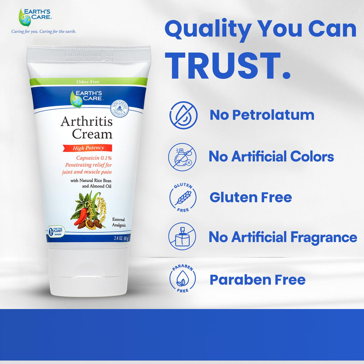 Earth's Care Arthritis Cream - Joint Cream with Natural Capsaicin - Topical Analgesic 2.4 OZ (Pack of 2) Earth's CareBuy Supplements Australia