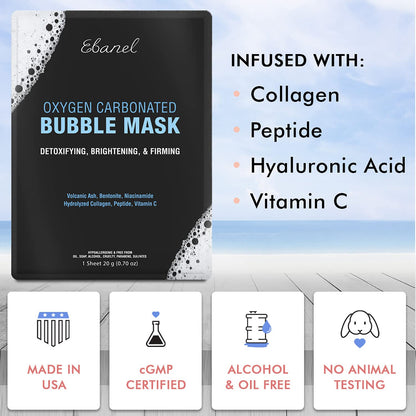 Ebanel Bundle of 10 Pack Bubble Clay Masks, and 2.5% Retinol Serum