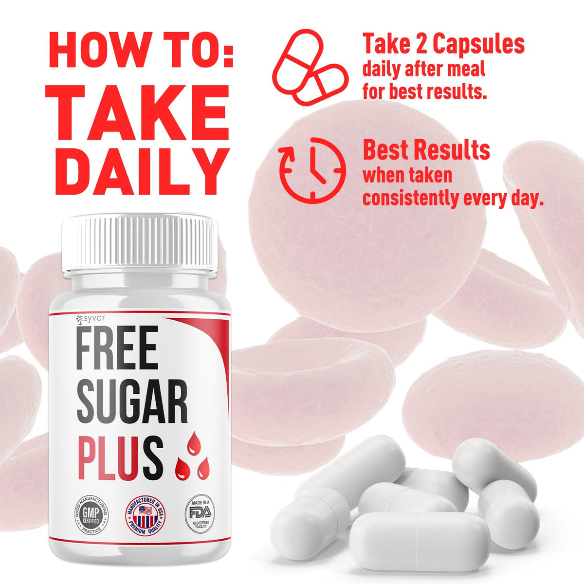 Free Sugar Plus Capsules, Official FreeSugar Plus Blood Health Support Pills With All Natural Ingredients, Free Sugar Plus Advanced Wellness Support with Premium Vitamins for Women & Men (60 Capsules) SyvorBuy Supplements Australia